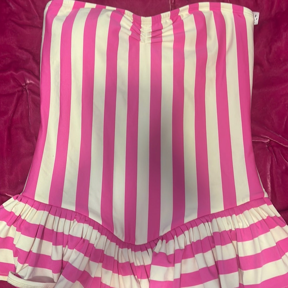 Juicy couture xl pink striped swim dress